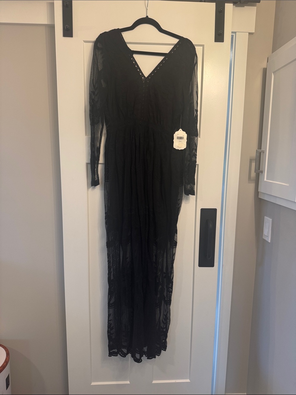 Altar'd State Black Lace Long Sleeve Maxi Dress